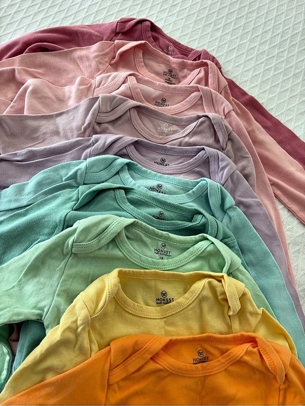 Honest Long Sleeve Baby Bodysuit Set Multicolor Like New - 18 months